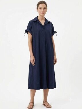 UCHUU NAVY SHORT SLEEVE SHIFT MIDI OVERSIZED DRESS - S